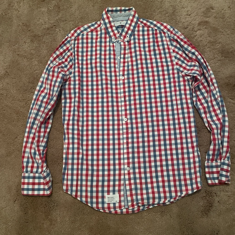 Five Four Red, White and Blue Plaid Button Down Shirt